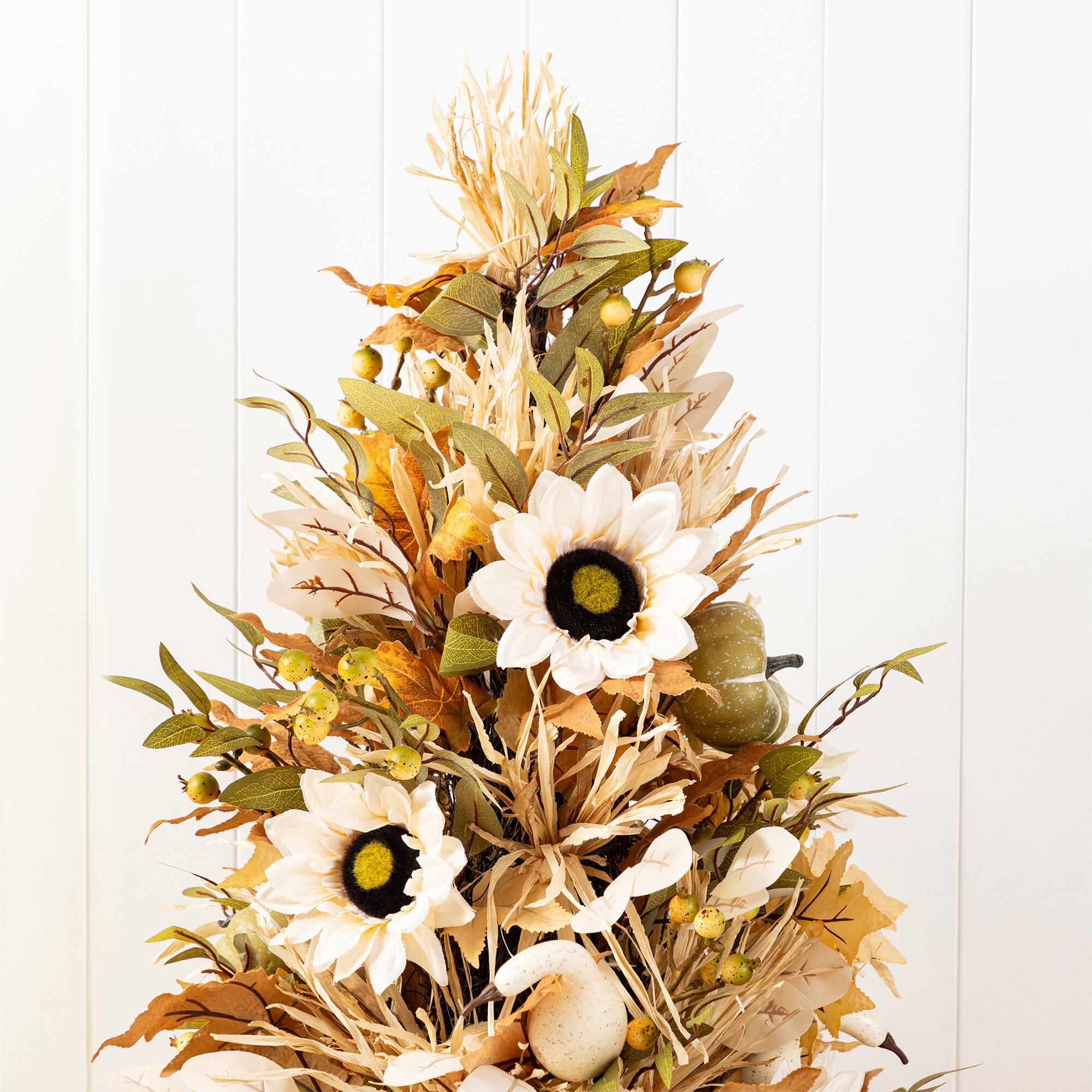 Glitzhome® 36" Fall Neutral Sunflower, Pumpkin and Leaf Porch Tree